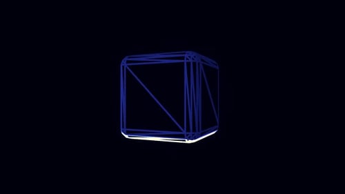 Futuristic Abstract Wireframe Cube Rotation