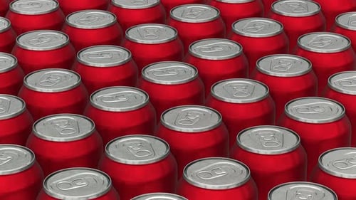 Seamless Loop of Red Soda Cans Bobbing in a Pattern