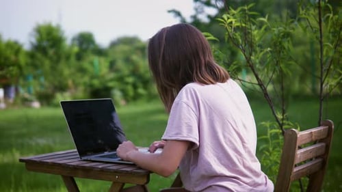 Cozy workplace in the garden