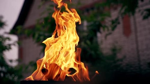 Intense Fire Flames Burning Brightly Outdoors