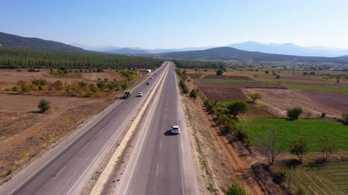 Highway Through Rural Landscape Aerial View