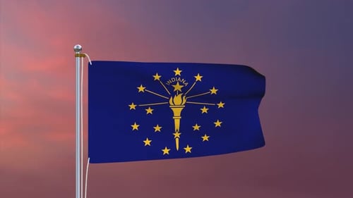 Waving Indiana State Flag in Realistic Animation