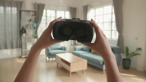 Putting On Virtual Reality Headset