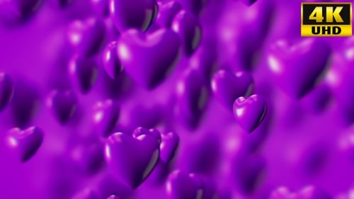 Smooth Floating Glossy Hearts Animated Background