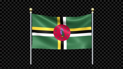 Dominica National Flag Waving Loop Animation with Alpha
