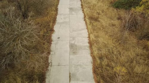 Aerial View of Old Destroyed Road in Countryside