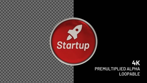 3D Startup Rocket Button Rotating Animation