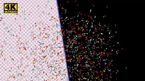 Multicolored Confetti Burst Transition with Alpha Channel