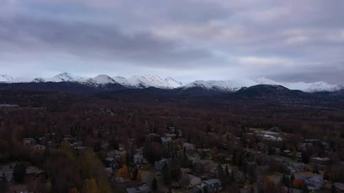 Anchorage City in Cloudy Autumn Morning
