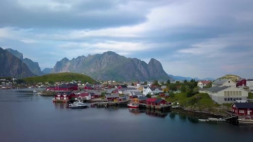 Aerial View of Reine on Lofoten Islands in Norway
