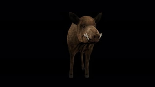 3D Animated Wild Boar Standing Loop with Alpha Channel