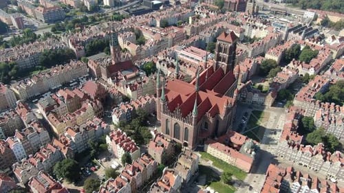 Aerial view of the old town of Gdansk city in Poland, Europe