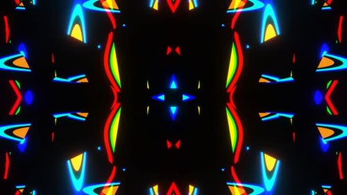 Abstract Glitch Neon Kaleidoscope Pattern Background Loop