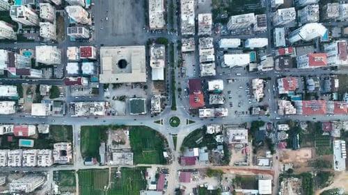 Colorful Panorama over the city Aerial View 4 K Alanya Turkey