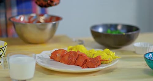 Preparing Delicious Meat Skewers in the Kitchen