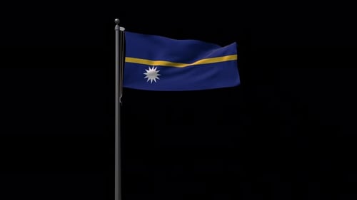 Realistic Waving Nauru Flag Animation on Flagpole