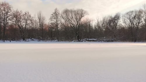 Flying Over Frozen River