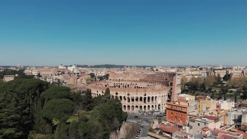 Aerial View of the Ancient Colosseum in Rome