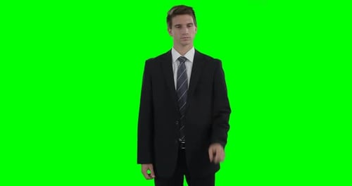 Geschäftsmann mit virtuellem Touchscreen