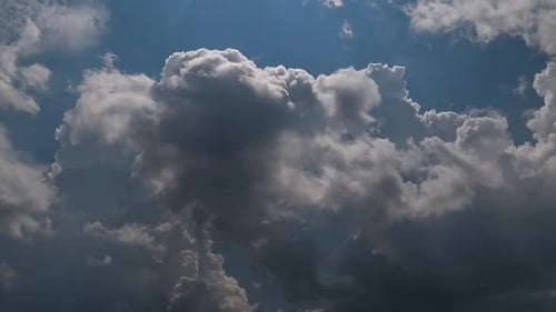 Time lapse: fluffy white clouds are floating by the sky.