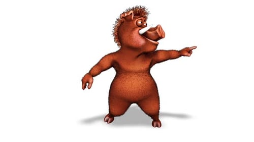 Cartoon Boar Dance Looped on White Background