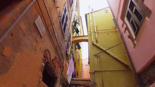 Walking Through an Ancient Narrow Street in Cinque Terre