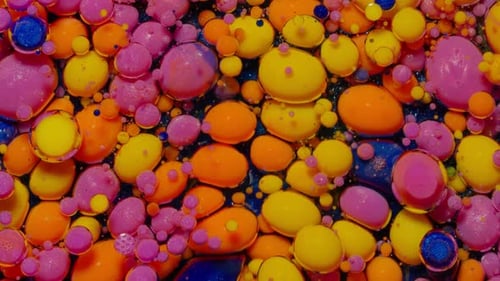 Fantastische Struktur von bunter Ölfarbe und Tintenblasen Chaotic Motion Abstrakte bunte Farbe