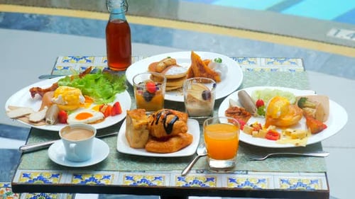 Breakfast at Luxury Hotel By the Pool