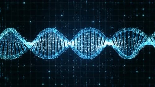 Futuristic Glowing DNA Helix Loop Science and Technology Background