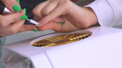 Neon Green Manicure with Electric Nail Drill