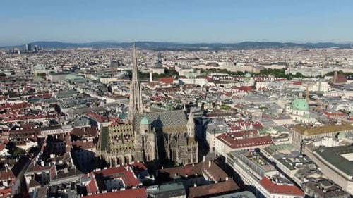 Aerial view of St. Stephen's Cathedral in Vienna, Austria, Europe