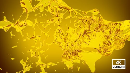 Yellow Liquid Splash Fluid Transition with Alpha Channel