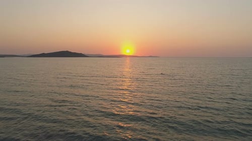 Beautiful Sunset Or Sunrise Over Sea, Aerial View.
