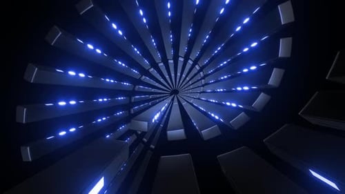Futuristic Abstract Tunnel with Looping Neon Lights Background