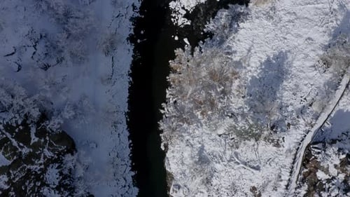 Snowy River Flowing Through a Wintery Forest