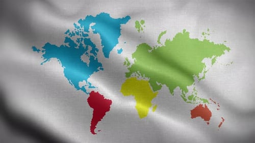 Animated World Map on Waving Fabric for Global Business