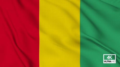 Seamless Loop of the National Flag of Guinea Waving