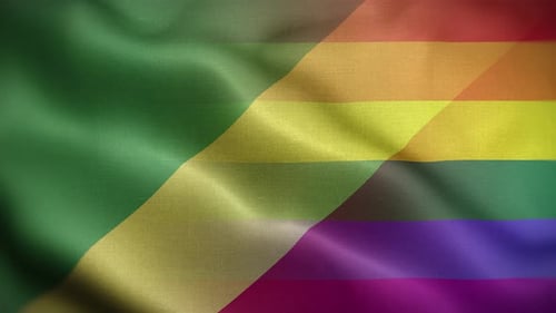 Vibrant Diversity Flag Waving with Green, Yellow, and Red