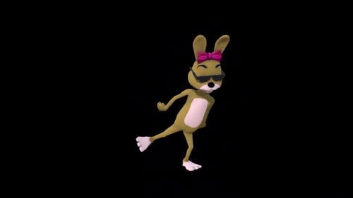 Cool Cartoon Rabbit Character Dancing with Sunglasses and Bow