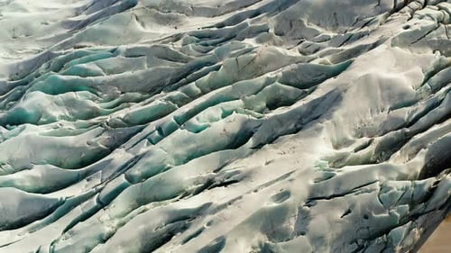 Svinafellsjokull Glacier in Iceland at Sunset. Aerial View