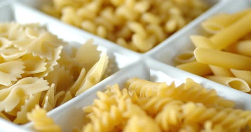 Variety of Pasta Shapes in Bowl Close Up