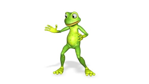 Frosch tanzt Lustiger Looped Weißer Hintergrund