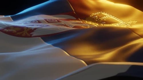 Realistic Waving 3D Flag of Serbia with Dynamic Lighting