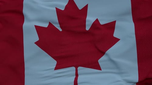 Realistic Waving Canadian Flag Against Cloudy Sky