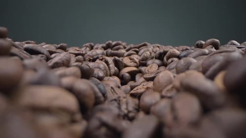 Roasted Coffee Beans Panning Close-Up