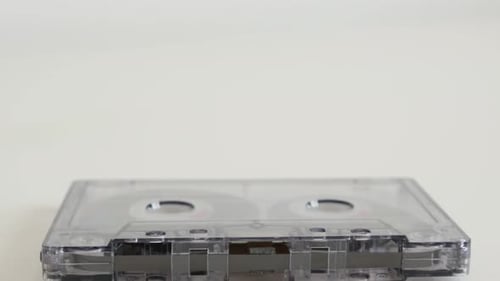 Gray Audio Cassette Tape on White Background
