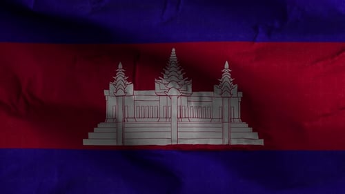 Cambodia National Flag Waving Loop with Fabric Texture