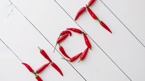 Chili Peppers Arranged to Spell "HOT"