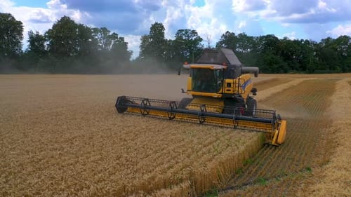Harvesting Machine Working in the Field
