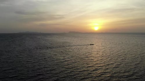 Beautiful from high view of sunset around sea